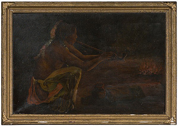 Indian Portrait after E.I. Couse (American, Late 1: Indian Portrait after E.I. Couse (American, Late 19th Century) Unsigned and housed in decorative bat-wing period frame 23 in. x 34.75 in.