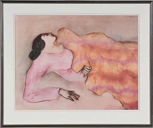 R.C. Gorman (American, 1932-2005) : R.C. Gorman (American, 1932-2005) Portrait print signed u.r. 13.5 x 21.25 in.
