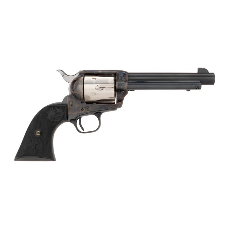 ** Second Generation Colt Single Action Army with Paperwork: .44 Special. 5.5" barrel length. SN: SA63981. Second generation single action revolver with frame notch and blade sights. Blued metal finish with case hardened frame, and nickel plate cylinder. Grips 