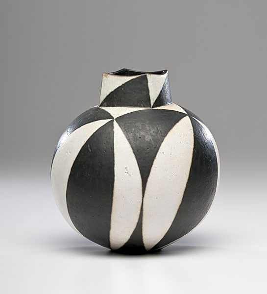 Masterworks: John Ward Black and White Vase : John Ward (Born 1938, England) Black and White Vase ca 1983 Stoneware; ht. 10, wd, 8.5 in. One of Britain's best known and most widely respected living potters, John Ward has produced a body of work