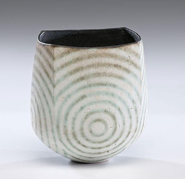 Masterworks: John Ward Vase with Green Circles : John Ward (Born 1938, England) Vase with Green Circles ca 1985 Stoneware; ht. 6 in. Provenance: From the Dorothy Miner Collection, acquired from Graham Gallery, New York.