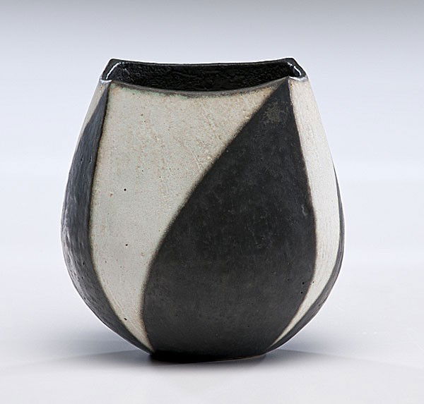 Masterworks: John Ward Black and White Vase : John Ward (Born 1938, England) Black and White Vase ca 1984 Stoneware; ht. 4.75 in. Provenance: From the Dorothy Miner Collection, acquired from Graham Gallery, New York.