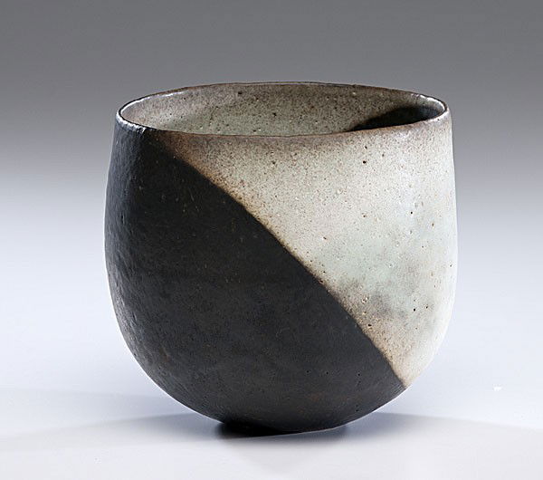 Masterworks: John Ward Vase with Two Black Orbs : John Ward (Born 1938, England) Vase with Two Black Orbs ca 1984 Stoneware; ht. 6.5 in. Provenance: From the Dorothy Miner Collection, acquired from Graham Gallery, New York.