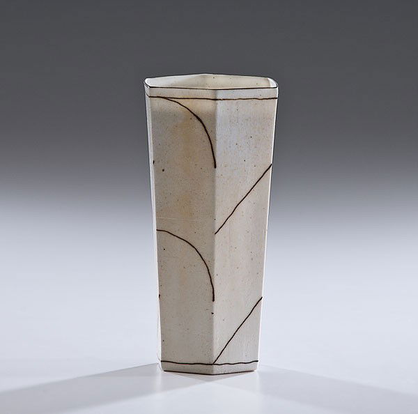 Masterworks: Bodil Manz Folded Vase Form : Bodil Manz (Born 1943, Denmark) Folded Vase Form 1989 Porcelain; ht. 6.75 in.