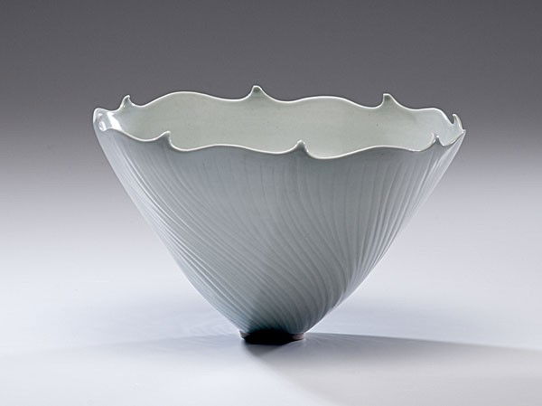 Masterworks: Elsa Rady White Carved Bowl : Elsa Rady (1943-2011, USA) White Carved Bowl ca 1979 Porcelain; ht. 6, dia. 10.5 in. Provenance: From the Dorothy Miner Collection.