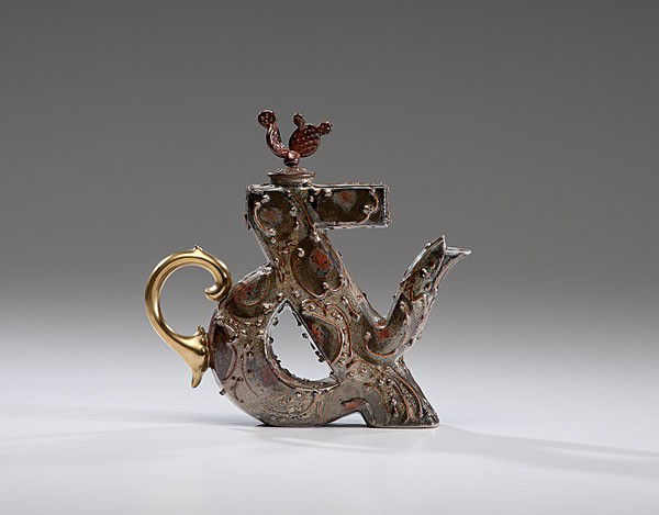 Masterworks: Adrian Saxe Ampersand Teapot with Cact: Adrian Saxe (Born 1943, USA) Ampersand Teapot with Cactus Lid ca 2000 Porcelain; ht. 8.75 in. The Ampersand is part of the artist's response to 19th century Chinese export teapots in the shape of Ch