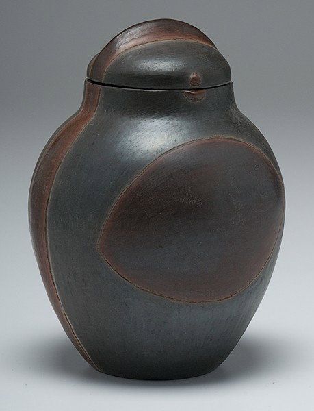 Potters' Market: Audrey Killoran Lidded Vessel : Audrey Killoran (Canadian) Lidded Vessel Earthenware, ht. 7in. From the Collection of Dorothy Miner.