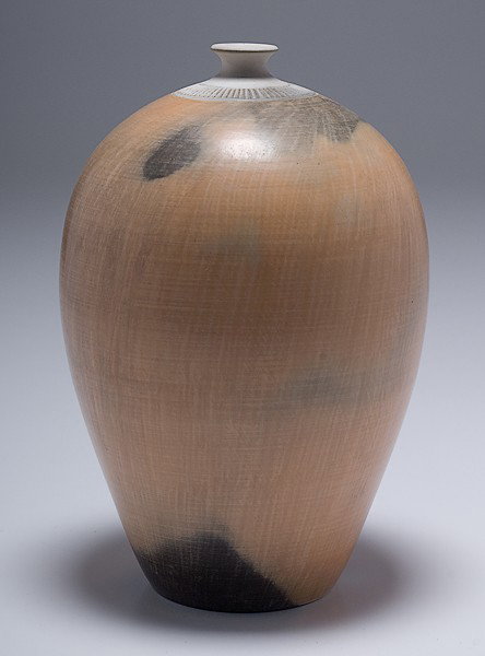 Potters' Market: Nancee Meeker Bottle Vase : Nancee Meeker (Born 1951, USA) Bottle Vase ca 1984 Earthenware; ht. 11.25 in. Signed. From the Collection of Dorothy Miner.