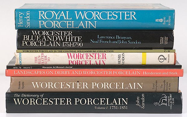 Miner Library: [BRITISH] Worcester Porcelain : [BRITISH] Worcester Porcelain British, includes nine books and exhibition catalogues on Worcester Porcelain: Lawrence Branyan, NEal French, and John Sandon, Worcester Blue and White Porcelain, 1751-