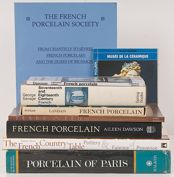 Miner Library: [FRANCE] English Books on French Ce: [FRANCE] English Books on French Ceramics Lot of nine books, catalogs and collections written in English on French ceramics, including : Robin R. Charleston [translated by], Porcelain of Paris, 1770