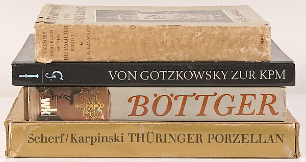 Miner Library: [GERMANY and AUSTRIA] German and Au: [GERMANY and AUSTRIA] German and Austrian Porcelain Lot of three books written in German and one book written in English on German Porcelain, including : Johann Friedrich Bottger, Die Erfindung Des 