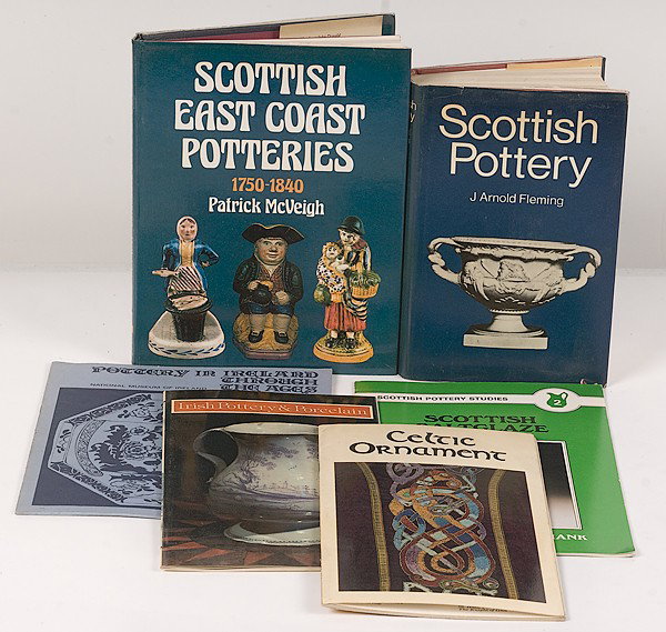 Miner Library: [SCOTTISH AND IRISH] Scottish and I: [SCOTTISH AND IRISH] Scottish and Irish Ceramics Six books and catalogs of various Scottish and Irish ceramic art forms including: J. Arnold Fleming, Scottish Pottery Graeme Cruickshank, Scottish Po