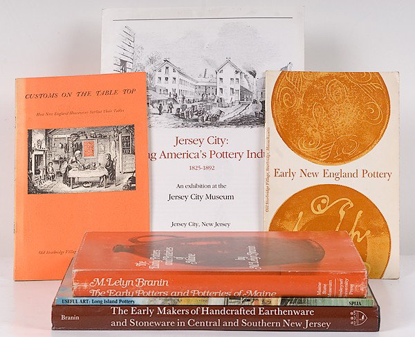 Miner Library: [AMERICAN] New England Pottery : [AMERICAN] New England Pottery Lot of six books and exhibition catalogs on the pottery of New England including: Early New England Pottery Lura Woodside Watkins Customs on the Table Top Helen Sprack