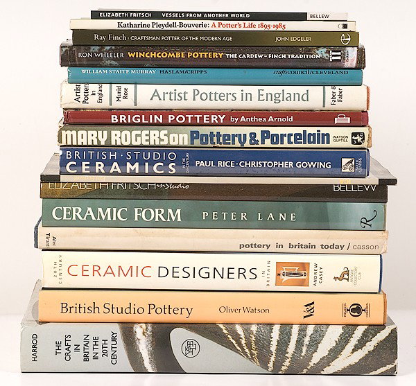Miner Library: [STUDIO CERAMICS] Modern British St: [STUDIO CERAMICS] Modern British Studio Ceramics Lot of sixteen British books and catalogs including: Briglin Pottery Anthea Arnold Artist Potters in England Muriel Rose Ceramic Form Peter Lane Will