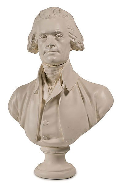 Thomas Jefferson Bust : Thomas Jefferson Bust Unmarked plaster bust of Thomas Jefferson, ht. 29 in., w. 18 in.