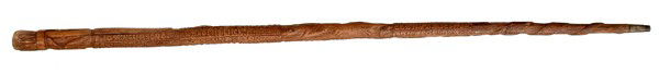 Thomas Jefferson Carved Folk Art Cane : Thomas Jefferson Carved Folk Art Cane Hand-carved cane, 35.5 in. ln., 1.25 in. ferrule; with relief carved banner spiraling around shaft: Thos. Jefferson of VA Born April 2, 1743, Was President USA,