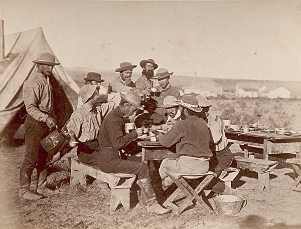 W.H. Jackson, Photograph of Members of the Hayden : W.H. Jackson, Photograph of Members of the Hayden Expedition Crew Albumen photograph, 6.75 x 8.75 in., on Department of the Interior U.S. Geological Survey mount, 11 x 14 in., with gilt border and J