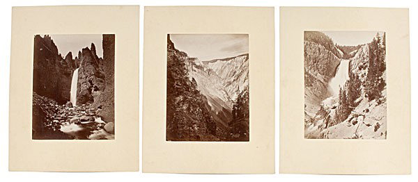 W.H. Jackson, Hayden Expedition Photographs of Yel: W.H. Jackson, Hayden Expedition Photographs of Yellowstone Lot of 6 albumen photographs, approx. 6.75 x 8.75 in., on cream-colored mounts, 11 x 14 in. Includes the following titles, all but one inke