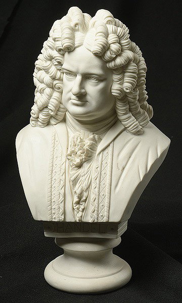 PARIAN BUST OF HANDEL : PARIAN BUST OF HANDEL German. A parian bust of Handel, marked Dresden, 15" high.