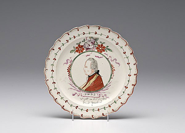 Prince William V Creamware Plate : Prince William V Creamware Plate English, ca 1790. A Dutch-decorated creamware plate with wave edge, central bust-length profile portrait believed to be Prince William V, above his initials PWD5, th