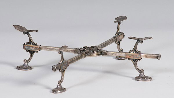 Prill Silver Trivet : Prill Silver Trivet American, 20th century, a silverplated trivet with hallmarks for the Prill Silver Co. of New York, NY; lg. 14 in.