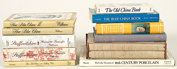 Books on Pottery and Porcelain : Books on Pottery and Porcelain Lot of 12. Includes: Camehl, Ada Walker. The Blue-China Book. New York: Dover Publications, 1971. Williams, Petra. Staffordshire. Jeffersontown, Kentucky: Fountain Hou