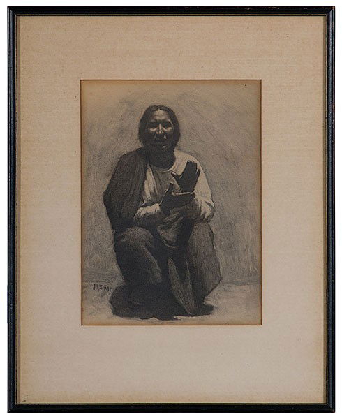 Joseph Henry Sharp (Ohio, 1859-1953) : Joseph Henry Sharp (Ohio, 1859-1953) Seated Indian monotype on paper unsigned 10 x 7 in.