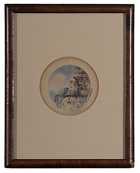 William Henry Holmes (Ohio, 1846-1933) : William Henry Holmes (Ohio, 1846-1933) Bureau of American Ethnology Insignia ca 1879 watercolor on paper signed l.r. with handwritten inscription on verso Original design for the Seal of the U.S. Bu