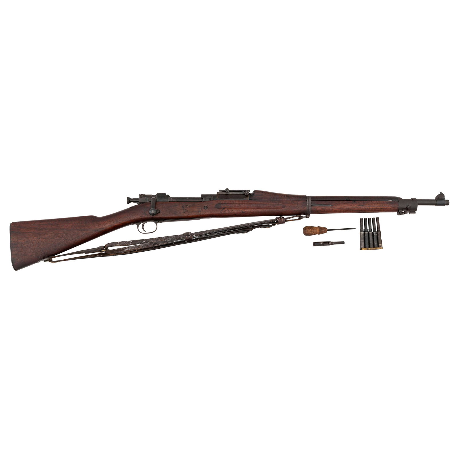 ** Springfield Armory Hoffer Thompson .22 Caliber Conversion: .22 caliber, 24" barrel, S/N 479052 (mfg. ca1911). Blued and Parkerized finish, smooth finger-grooved "S" type straight grip walnut stock with two stock bolts. Standard Springfield four-line receiver 