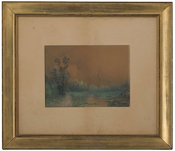 Landscape by Robert Burns Wilson, Watercolor : Landscape by Robert Burns Wilson, Watercolor Robert Burns Wilson (American, 1851-1916), signed l.r.; 8.25 x 11.5 in.