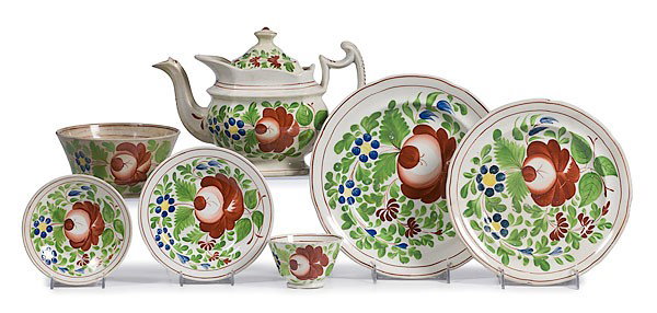 King's Rose Partial Creamware Service : King's Rose Partial Creamware Service English, 1820-1840, with twenty-five creamware pieces including seven scalloped shallow plates, one large scalloped serving dish, five "coupe shape" saucers, an