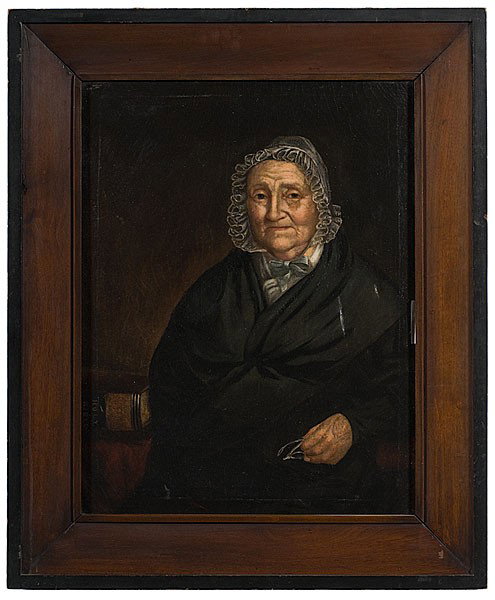 Portrait of Mary Hatfield Hallett by N. B. Kittell: Portrait of Mary Hatfield Hallett by Nicholas B. Kittell, Oil on Canvas Nicholas Biddell Kittell (American, 1822-1894), unsigned; 31.5 x 24.5 in. The portrait is accompanied by papers which cite exh