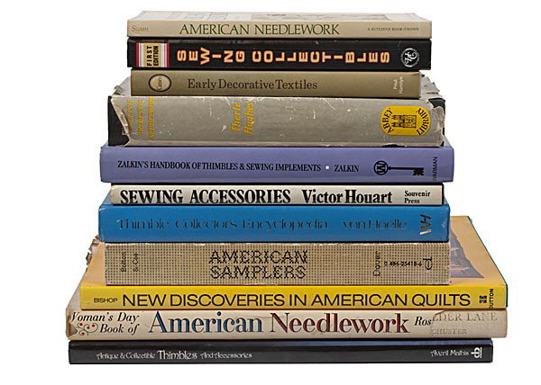 [AMERICAN] Sewing and Needlework Books : [AMERICAN] Sewing and Needlework Books American, a collection of eleven books on sewing and needlework including: Averil Mathis, Antique and Collectible Thimbles and Accessories (1986) Rose Lane, Wo