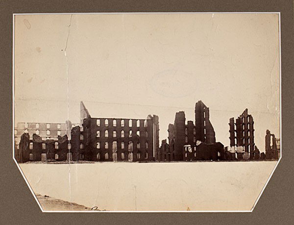 Gardner Albumen Photo, Burned Ruins of Haxall Mills: Alexander Gardner Albumen Photograph, the Burned Ruins of Haxall's Mills, Richmond, VA Albumen photograph capturing the burned ruins of Haxall's flour mills in Richmond, VA, with L.C. Handy's Studio