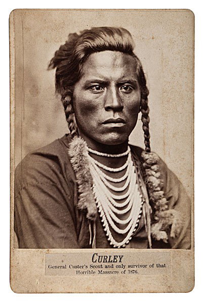 D.F. Barry Cabinet Card of Curley, Custer's Scout : D.F. Barry Cabinet Card of Curley, Custer's Scout A fine photograph of Curley, the Crow scout who became famous for surviving the Little Big Horn, identified on applied paper label on mount below im