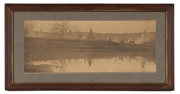 Richard Throssel Signed Photograph, The Camp of th: Richard Throssel Signed Photograph, The Camp of the Little Big Horn Warm toned silver gelatin photograph, The Camp of the Little Big Horn, with blindstamped arrow-head and Throssel's signature on mo