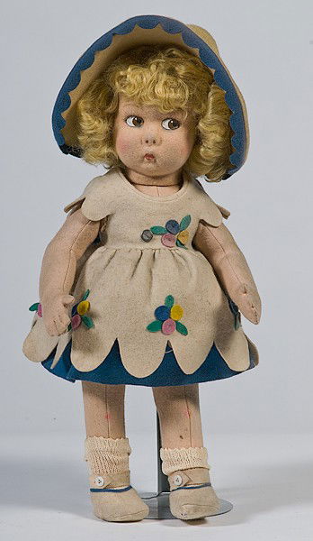 Lenci Doll : Lenci Doll Italian Lenci doll with side glancing brown eyes, jointed arms and legs, disk jointed neck; 16 in.