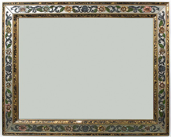 Italian Mirror : Italian Mirror Italian, 20th century. A reverse painted mirror; ht. 46, wd. 59 in.