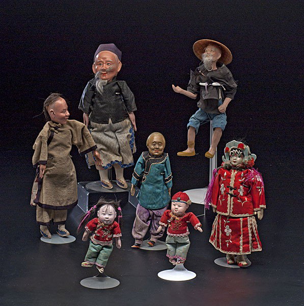 Japanese and Chinese Dolls : Japanese and Chinese Dolls Japanese and Chinese, 20th century. Includes one woman and one man both in regional costume, two men and one woman dressed as peasants, and a pair of children in regional 
