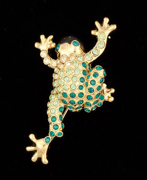 Monet Frog Brooch : A rhinestone frog brooch by Monet; all signed pieces are stamped.