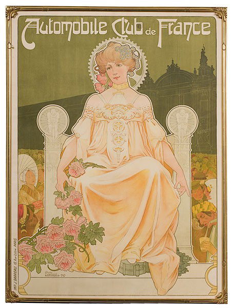 Henri Privat-Livemont (Belgian, 1861-1936): Henri Privat-Livemont (Belgian, 1861-1936), Art Noveau Poster Lithograph, titled Automobile Club de France, with artist's name and 1903 printed l.l.; 48.75 x 34.75 in.