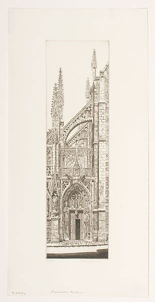 John Taylor Arms (American, 1887-1953), Louviers La: John Taylor Arms (American, 1887-1953), Louviers Lace Etching, titled Louviers Lace l.c., signed and dated 1936 l.r., inscribed ed. 100 l.l., an etching in the third state; plate size 12.25 x 3.5 in