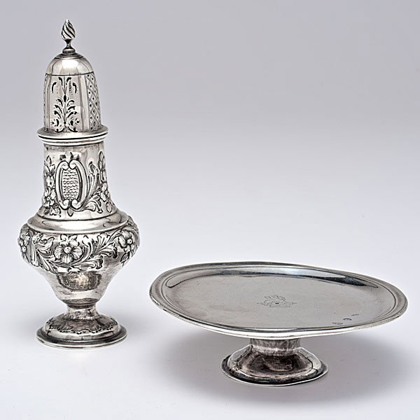 English and Irish Silver : English and Irish Silver English and Irish, includes an Irish sterling silver tea kettle stand with hallmarks GB for George Bayly (Dublin, active ca 1819), and an English sterling silver sugar caste