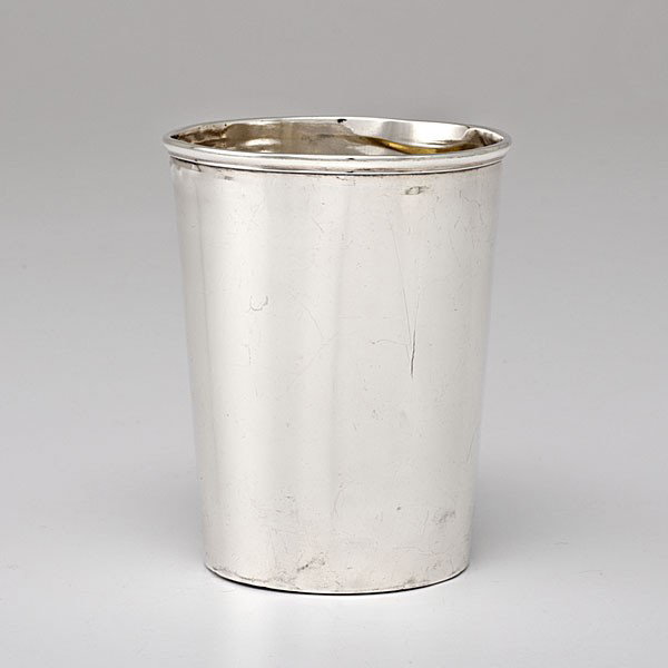 Georgian Beaker : Georgian Beaker London, England, ca 1798, a sterling silver beaker marked for London, Sterling, dated 1798, and with hallmark I.R. for John Robbins; ht. 4 in., silver wt. 4.99ozt (155.5g). Provena