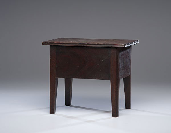 Miniature Sugar Chest : Miniature Sugar Chest Southern, 19th century, a miniature sugar chest in walnut with pine secondary and having a hinged lid and rising on tapering quadrangular legs; ht. 12, wd. 14.5, dp. 10 in. P