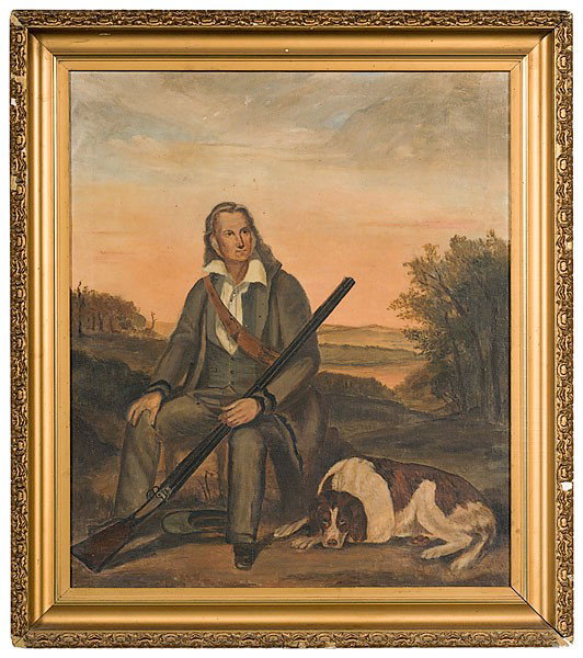 John James Audubon Portrait : John James Audubon Portrait Oil on canvas, 19th Century, an unsigned portrait of avian artist John James Audubon, almost certainly after the well-known engraving by Alonzo Chappel (American, 1828-18