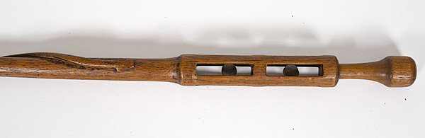 Folk Art Carved Wood Cane : Folk Art Carved Wood Cane American. A carved ball-in cage-wood cane with coiling snake; lg. 31 in.