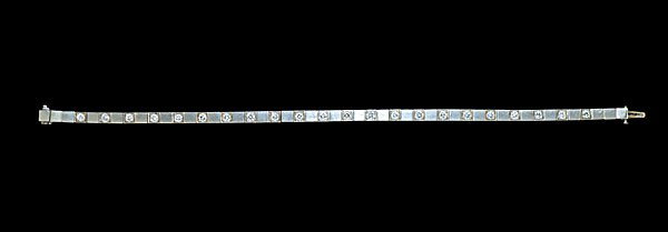 Diamond Bar Bracelet : Diamond Bar Bracelet A 14k white gold bead-set bracelet set with 22 round brilliant-cut diamonds approximately 2.00cts total weight, VS2-SI2 clarity, F-H color and Good cut. Measures 8 inches, width