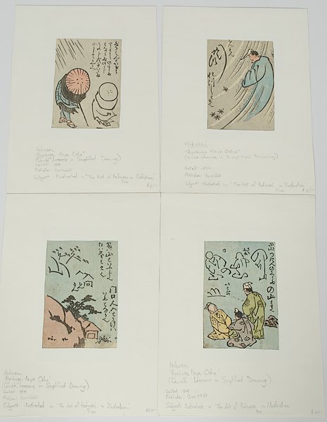 Group of Japanese Woodblocks, PLUS : Japan. Includes four 19th century Hokusai woodblocks; plus a book, The Raymond A. Bidwell Collection of Prints by Utagawa Kuniyoshi.