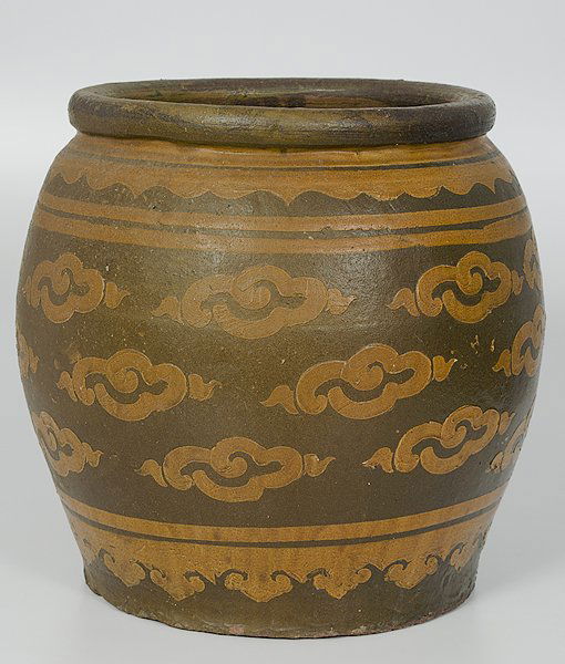Chinese Yellowware Pot : China, 20th century. A yellow earthenware pot, unmarked; ht. 16.5 in.